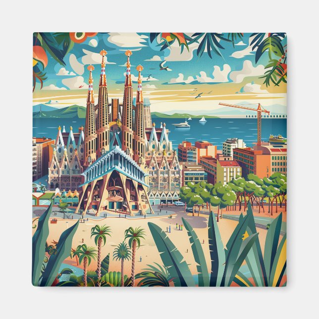 Imán Barcelona, Park Guell, Sagrada Familia, Souvenir (Frente)