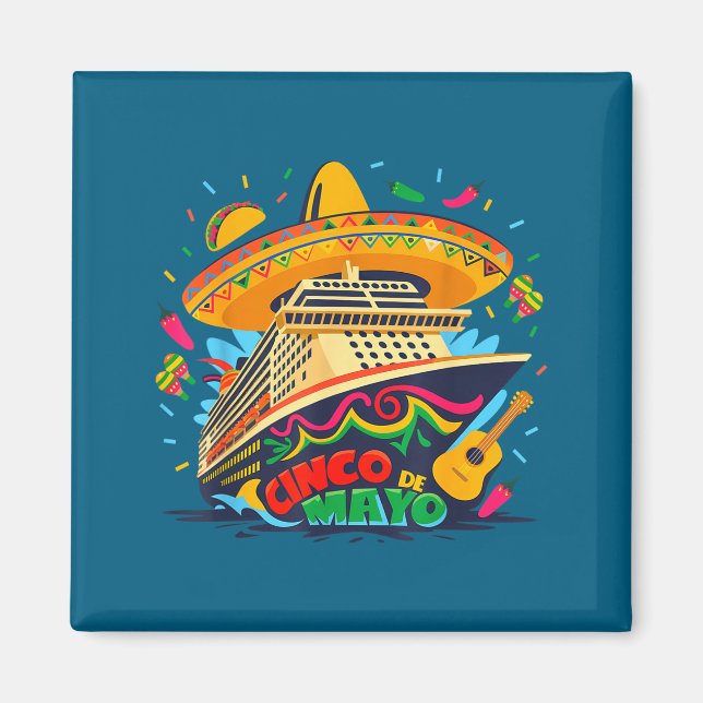 Imán barco de crucero cinco de mayo vacaciones mexicana (Frente)