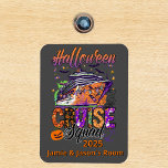 Imán Barco de crucero de Halloween<br><div class="desc">Este diseño puede ser personalizado en el área proporcionada cambiando la foto y/o el texto. O puede personalizarse haciendo clic en Personalizar esta plantilla y, a continuación, eligiendo la opción de hacer clic en el personalizar y eliminando o cambiando el color del fondo, agregando texto, cambiando el color o estilo...</div>