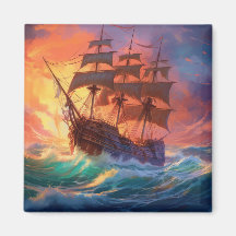 Barco De Navegación En El Mar De Tormenta