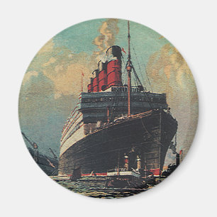 Imán Barco de Pasajeros de Transporte Antiguo en Puerto