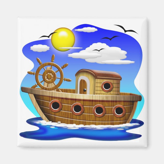 Imán Barco de Pesca de Dibujos Animados (Frente)