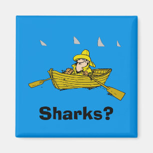 Imán Barco de remos y tiburones