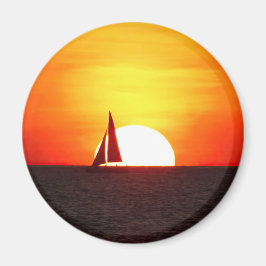 Imán Barco de vela al atardecer