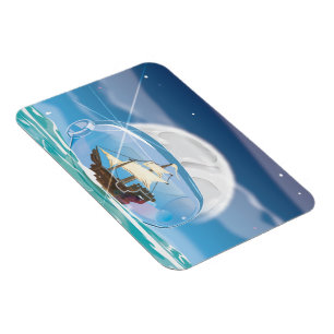 Imán Barco en una botella en el mar