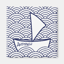 Imán Barco en Waves Square Magnet