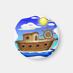 Imán Barco Pesquero Dibujo Animado