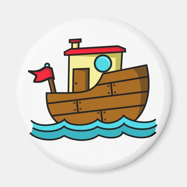 Imán Barco Remolcador de Dibujos Animados (Frente)