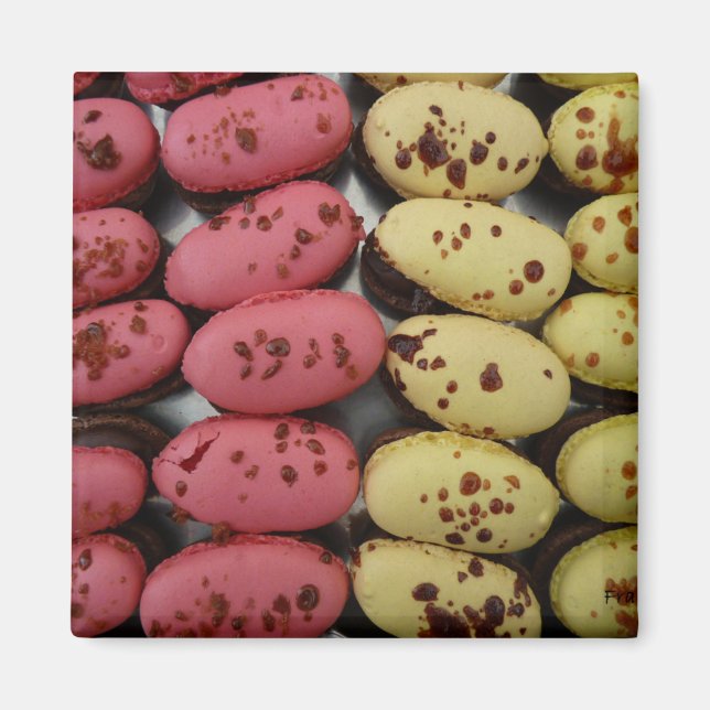 Imán barcos de chocolate rosa y amarillo (Frente)