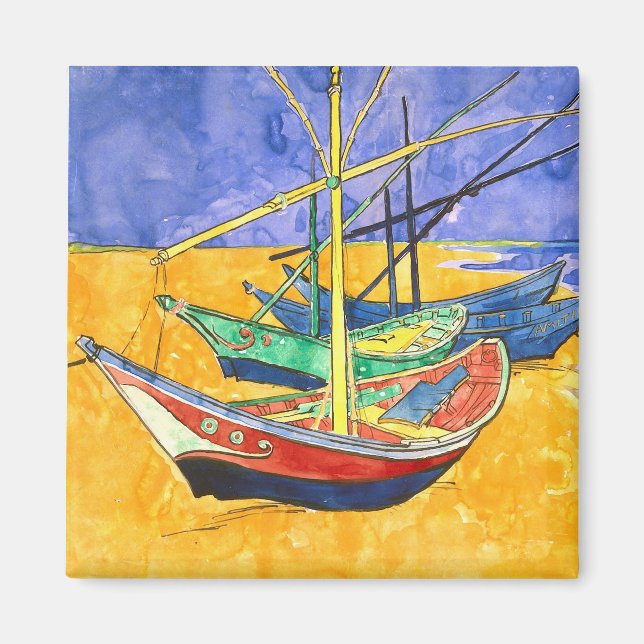 Imán Barcos de pesca Playa Saintes-Maries Van Gogh Fine (Frente)