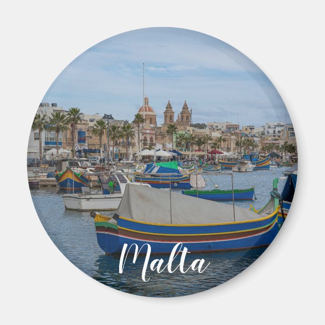 Imán Barcos de pesca tradicionales y coloridos en Malta (Frente)