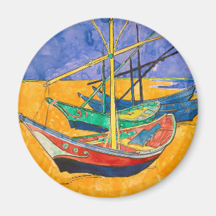 Imán Barcos de Van Gogh Impresionismo Playa