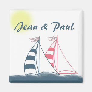 Imán Barcos de vela rosa y azul