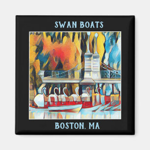 Imán Barcos del cisne de Boston del art déco en fondo