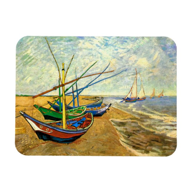 Imán Barcos pesqueros Van Gogh en la playa de Saintes M (Horizontal)