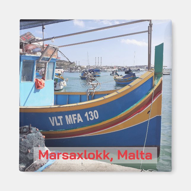 Imán Barcos tradicionales Marsaxlokk, recuerdos de Malt (Frente)