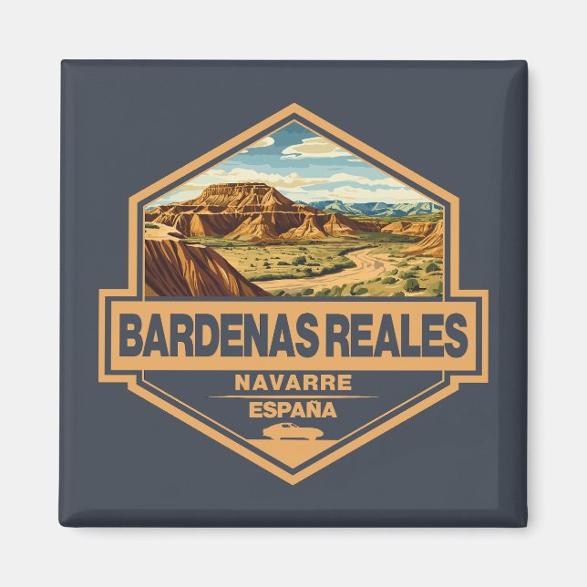 Imán Bardenas Reales España Viaje Insignia de Arte (Frente)