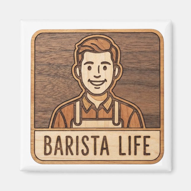 Imán Barista Life Wooden (Frente)