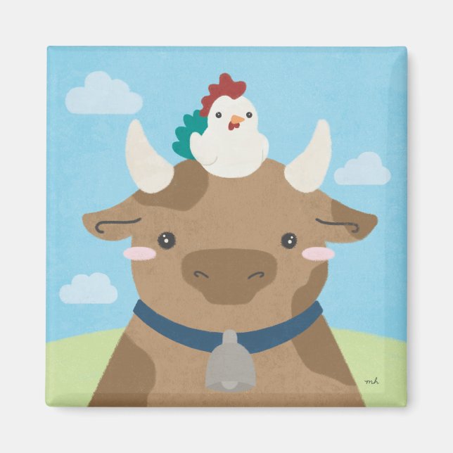 Imán Barn Buddies - Vaca y Pollo (Frente)