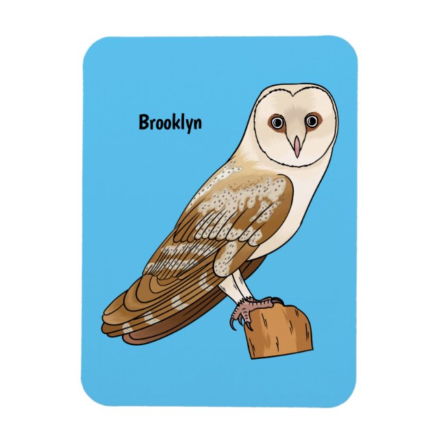 Imán Barn owl bird cartoon illustration  (Vertical)