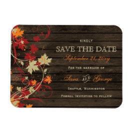 Imán Barn Wood Rustic Fall deja la boda ahorra la fecha