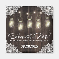 Barn Wood y Lace Mason Jar Wedding Salven la fecha