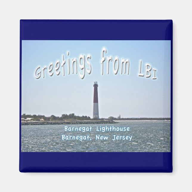 Imán Barnegat Lighthouse LBI Greetings Magnet (Frente)