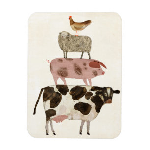 Imán Barnyard Buds: vaca, cerdo, oveja y gallina