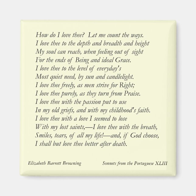 Imán Barrett Browning - Sonnets de la portuguesa #43 (Frente)