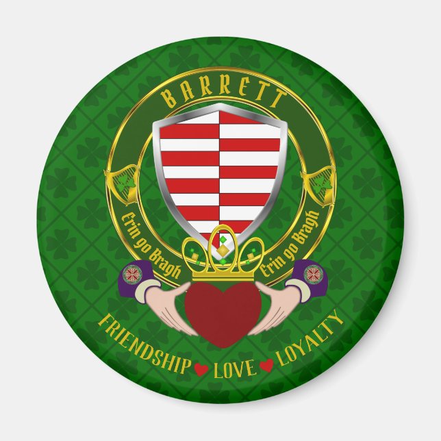 Imán Barrett Irish Shield y Claddagh (Frente)