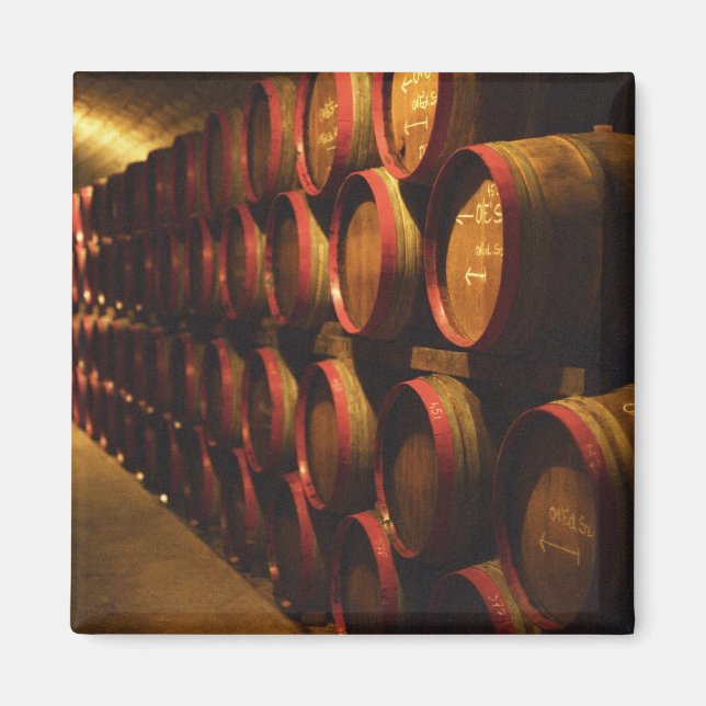 Imán Barriles de vino Tokaj apilados en el Disznoko (Frente)