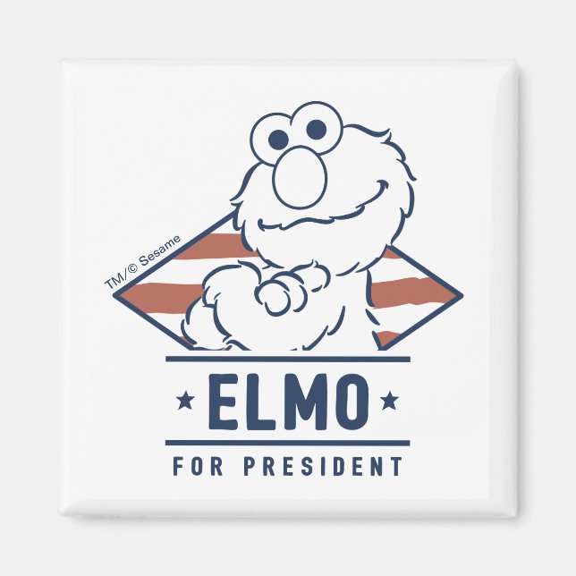 Imán Barrio Sésamo | Vintage Elmo para Presidente (Frente)
