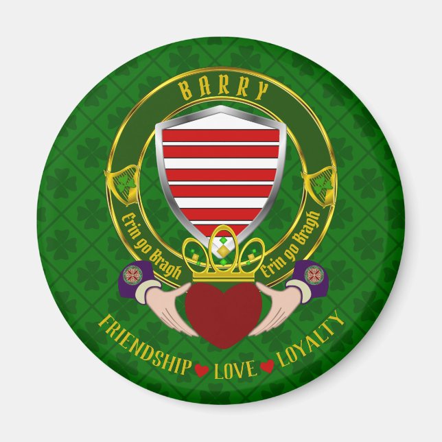 Imán Barry Irish Shield y Claddagh (Frente)
