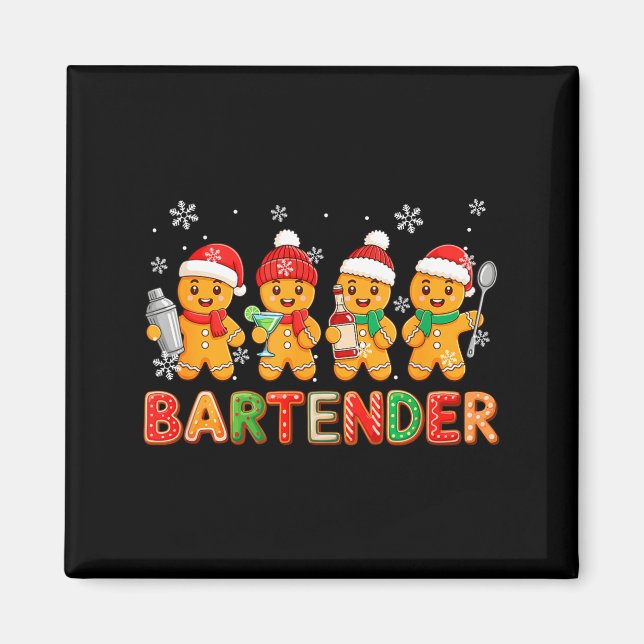 Imán Bartender Job Group Santa Gingerbreads Xmas Cookie (Frente)