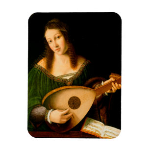 Imán Bartolomeo Veneto Lady jugando a retrato de Lute