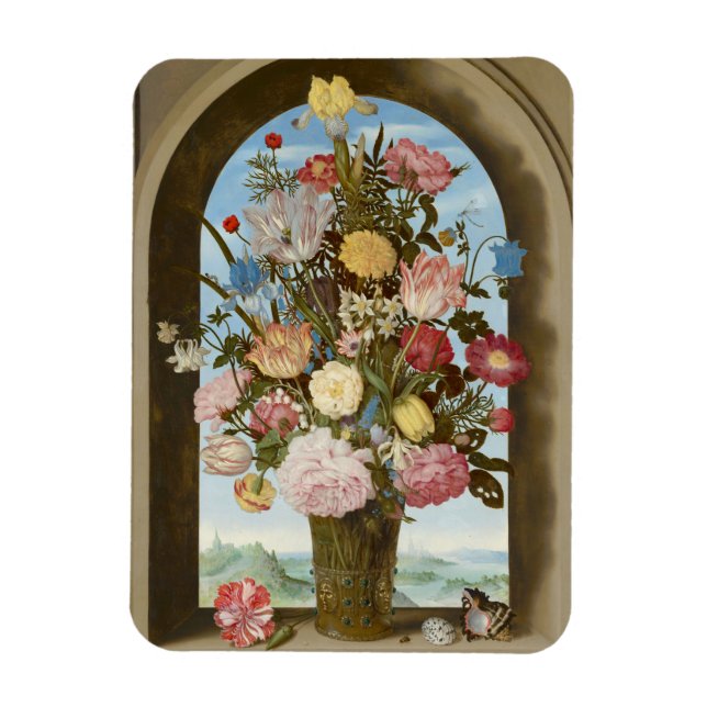 Imán Base de flores en una ventana, c.1618 (Vertical)