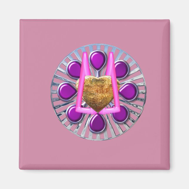 Imán Base del corazón metálico dorado (Frente)