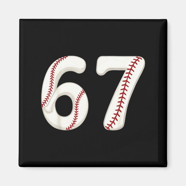 Imán Baseball 67 Number Funny Six Seven Gen Alpha Meme  (Frente)