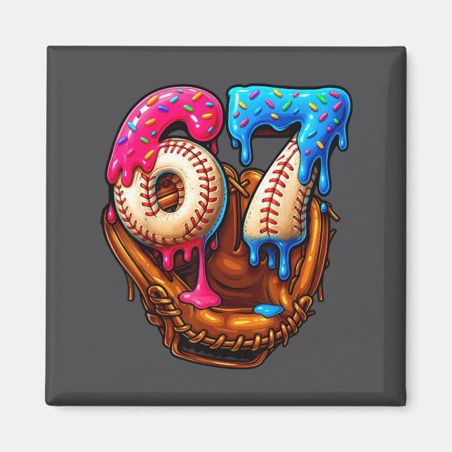 Imán Baseball 67 Six Seven Funny 6 7 Meme Gen Alpha Mem (Frente)