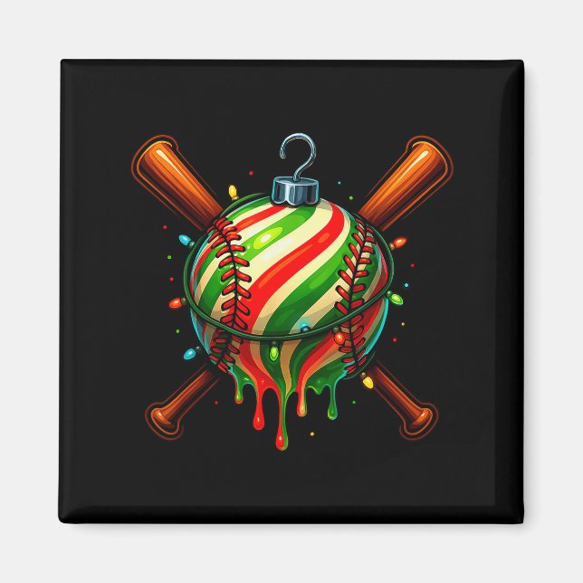 Imán Baseball Christmas Ice Cream Drip Baseball Dripng  (Frente)