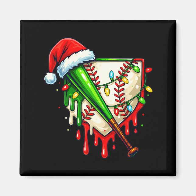 Imán Baseball Christmas Santa Hat Dripng Ice Cream Xmas (Frente)