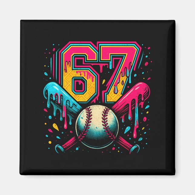 Imán Baseball Drip 6 7 Number 67 Six Seven Meme Mens Bo (Frente)
