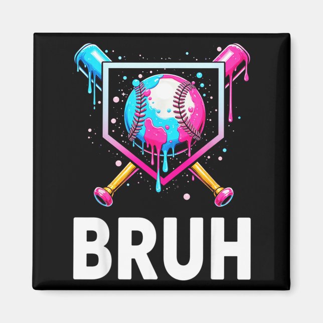 Imán Baseball Drip Funny Bruh Ice Cream Dripng Matching (Frente)