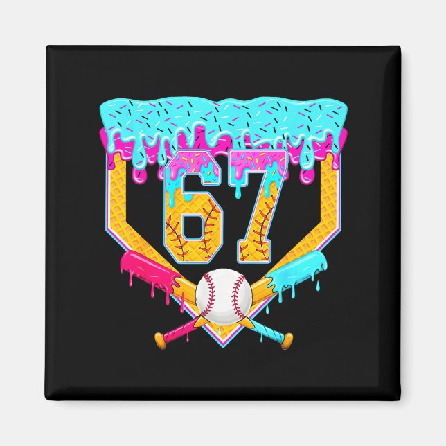 Imán Baseball Drip Ice Cream Number 67 Player Or 67th B (Frente)