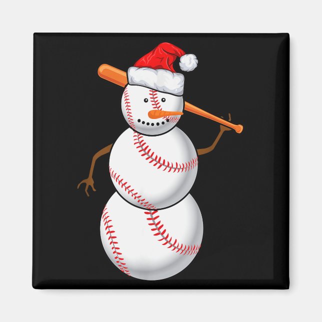 Imán Baseball Fan Snowman Funny Christmas Gift  (Frente)