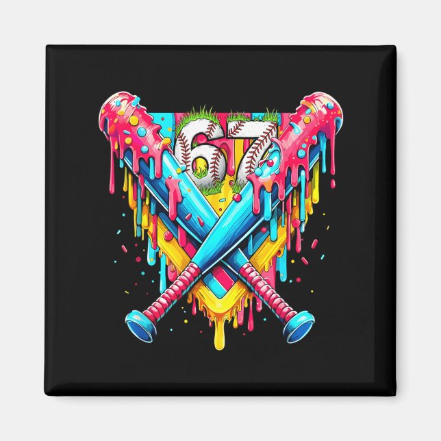 Imán Baseball Ice Cream Drip Number 67 Player 67th Birt (Frente)