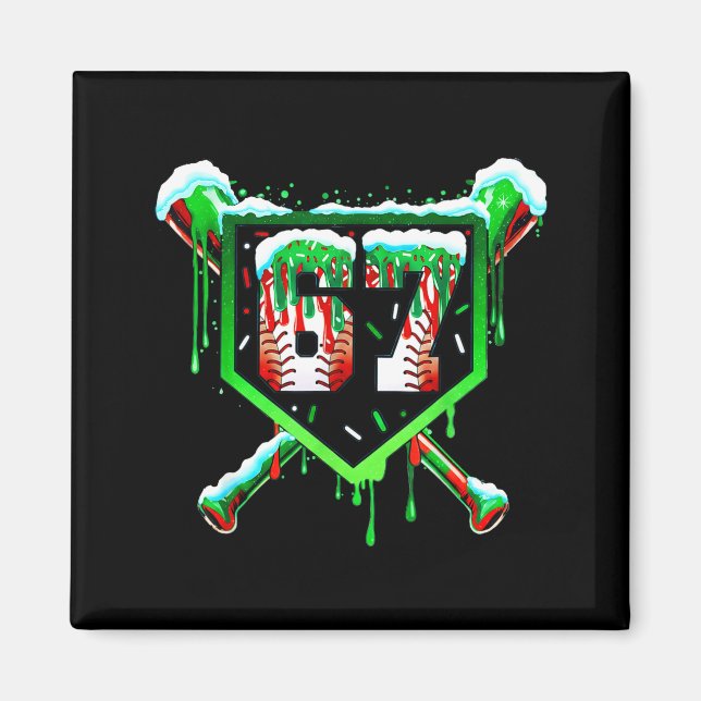 Imán Baseball Ice Cream Drip Number 67 Six Seven Meme C (Frente)
