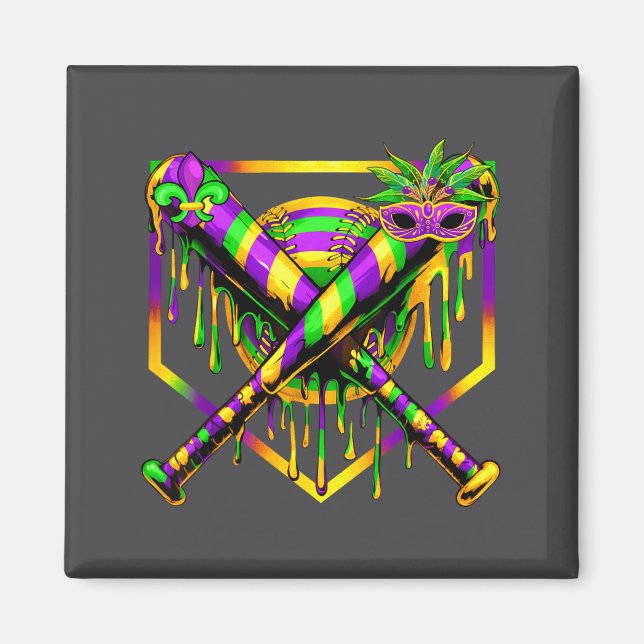 Imán Baseball Mardi Gras Carnival Party Mask Ice Cream  (Frente)