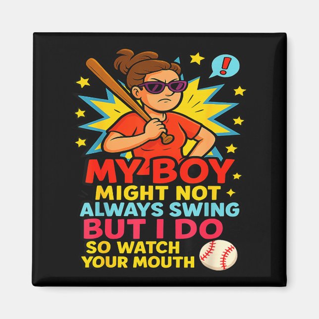 Imán Baseball Mom Funny Quote For Mother's Day Gift  (Frente)