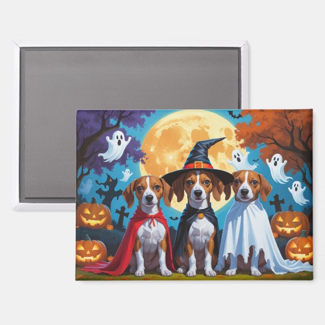 Imán Basenji Dogs Pumpkin Halloween Funny (Anverso/Reverso)